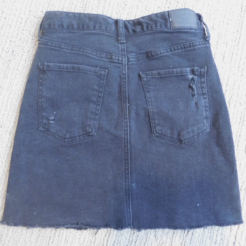 Aeropostale Black Denim Skirt 00 Distressed Jeans - Picture 6 of 8